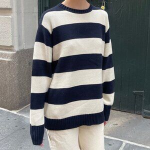 Brianna Cotton Thick Stripe Sweater - One Size
